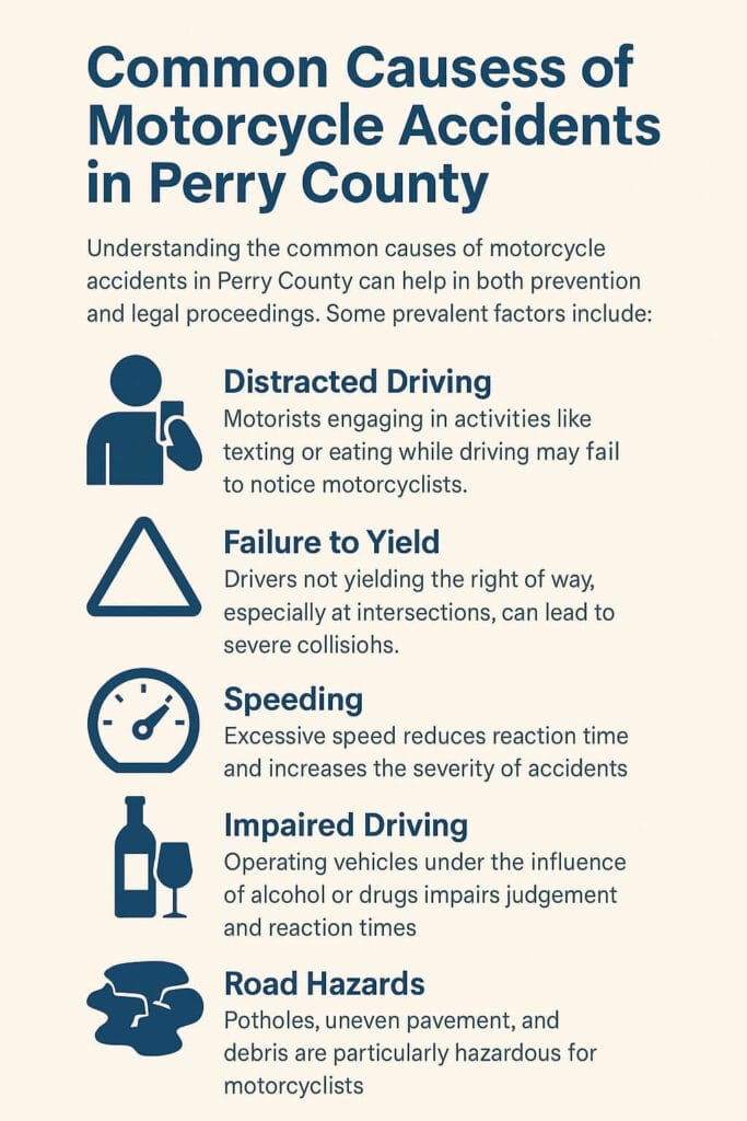 Common Causes of Motorcycle Accidents in Perry County