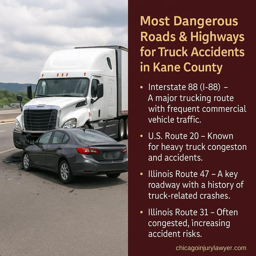 Most Dangerous Roads & Highways for Truck Accidents in Kane County