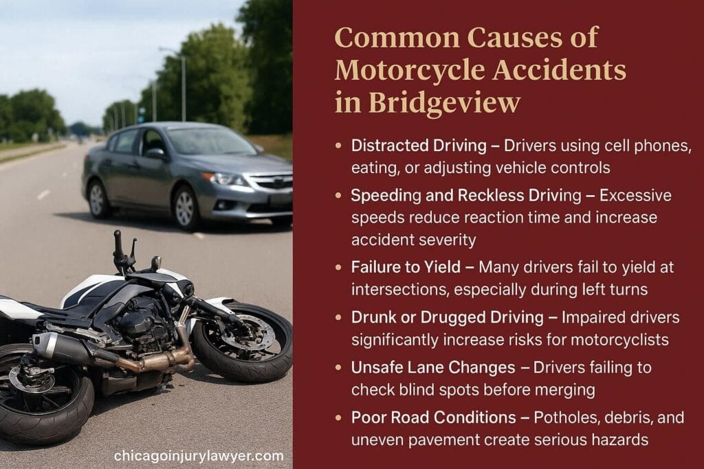Common Causes of Motorcycle Accidents in Bridgeview
