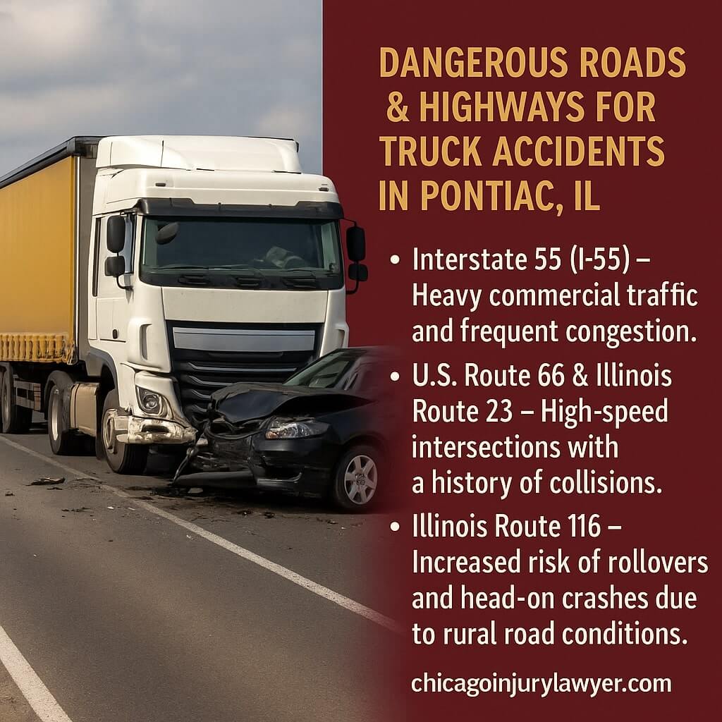 Dangerous Roads & Highways for Truck Accidents in Pontiac